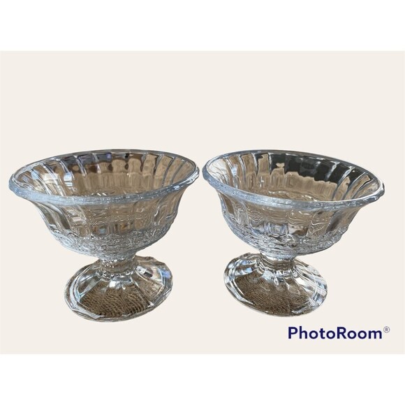 Sherbet Bowls, Footed Dessert Dishes, Set of 2 depression glas - Picture 2 of 5